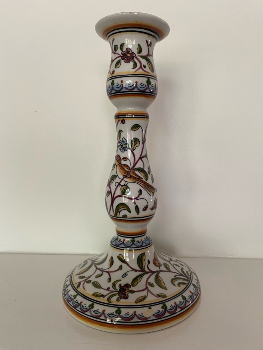 Hand painted Ceramica Conimbriga Sec XVII candlestick - made in Portugal